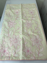 Mul chanderi applique work saree MSH182 - Offwhite to Pink
