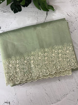 Glass organza saree with embroidery borders- MCW161 SageGreen