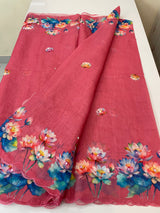 Digital printed semi Linen Saree MLS711 - PeachPink
