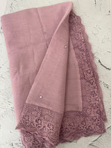 Soft crushed chanderi crepe silk saree with lace borders MLS466