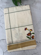 Kerala embroidery cotton saree - Poovili 3