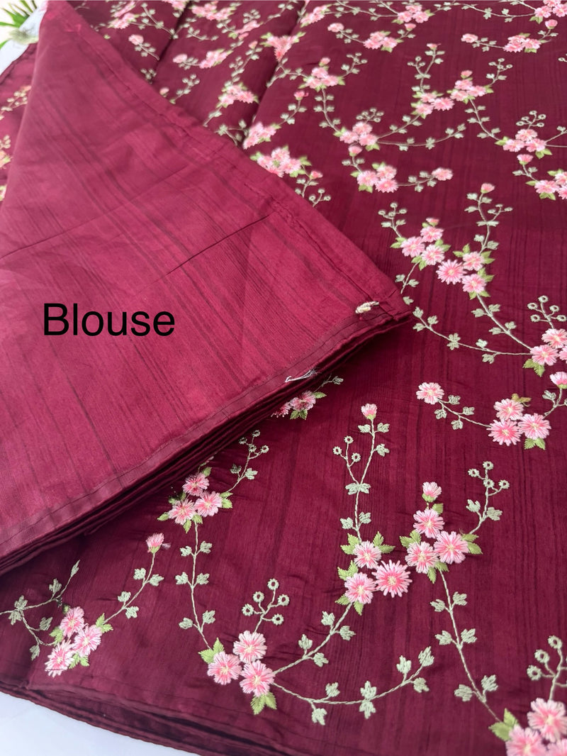 Blended crepe tussar saree with embriodery SSPNMNR