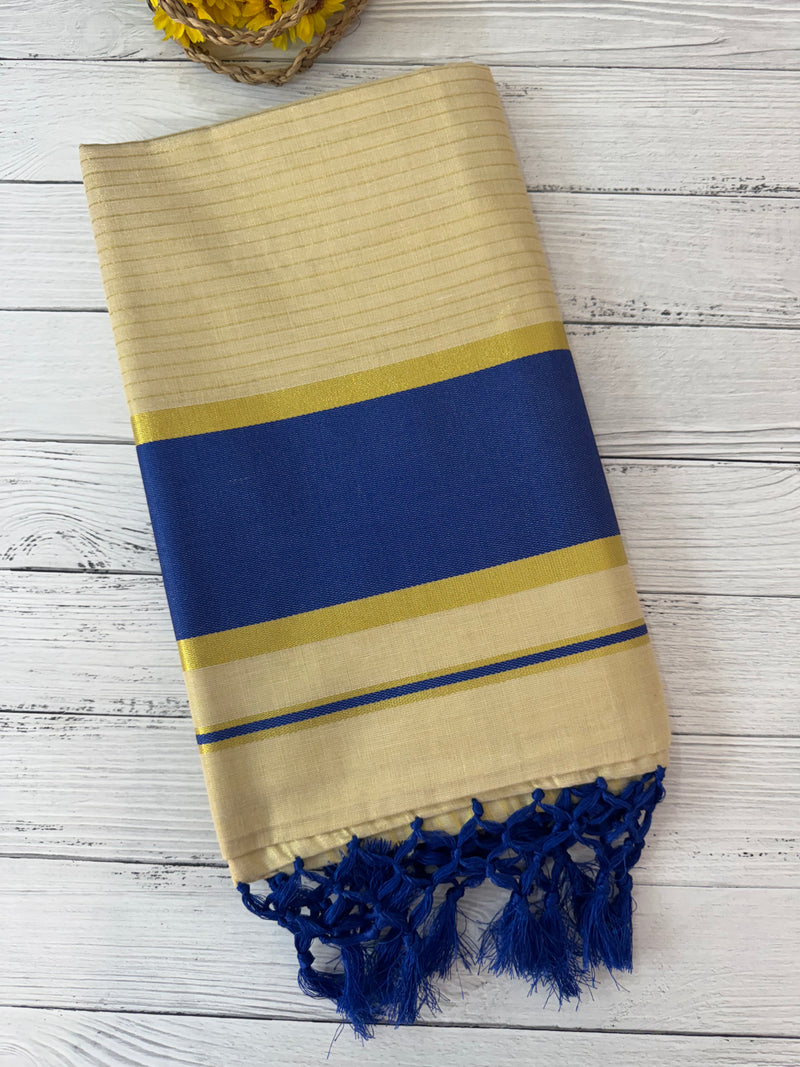 Kerala tissue saree- Gold checks