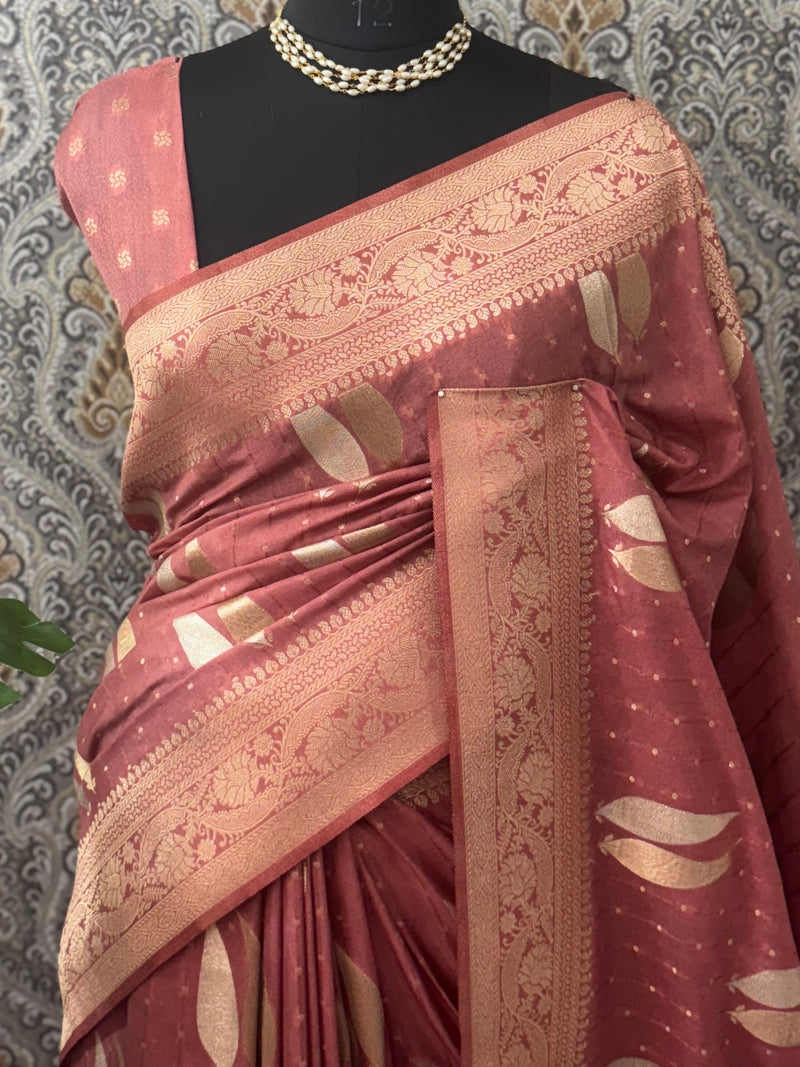 Semi banarasi Georgette saree - MSB411 DarkDuskyPeach