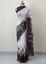 Semi tussar saree with hand painting, kanta embroidery and Pita work MS3433