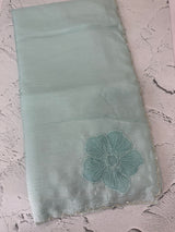 Handworked Crush Organza saree with applique work MBS676 PastelBlue
