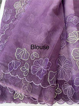 Soft Organza saree with silver zari & thread work - MSH910 Purple