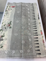 Chanderi digital printed saree with chikankari embriodery MSH171