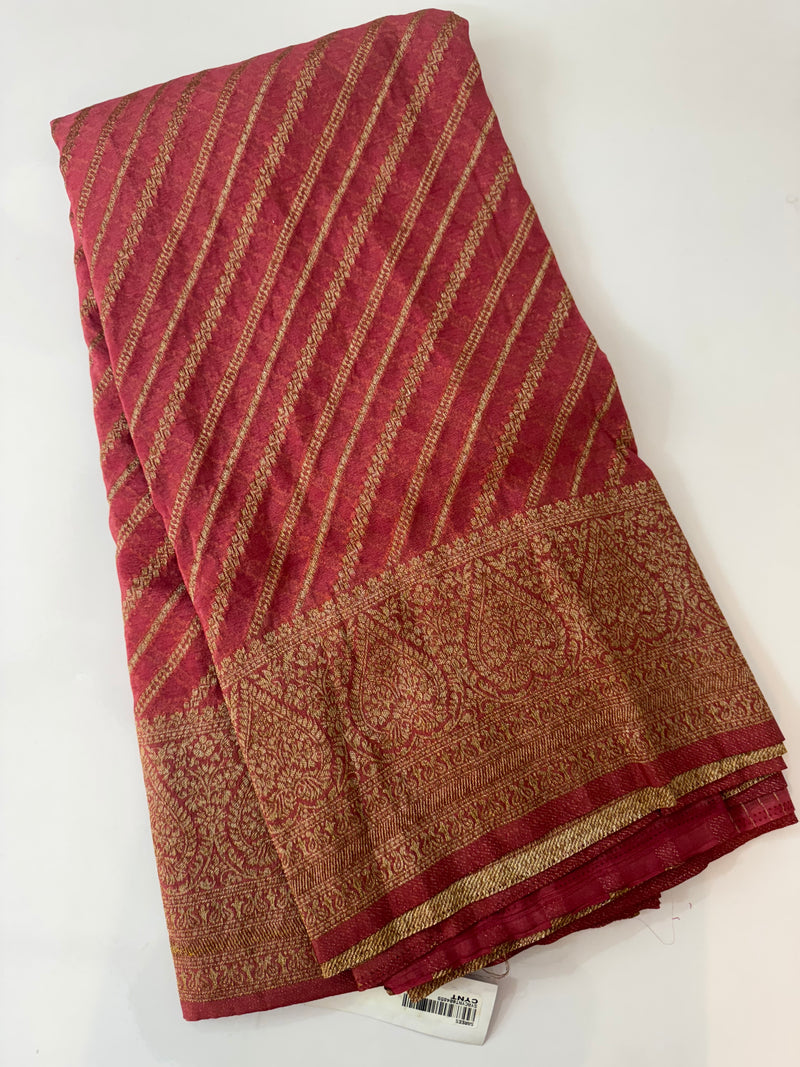 Semi banarasi Khaddi Georgette saree - MS1499 DARK PEACH