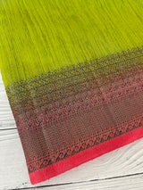 Jute silk sarees with contrast pallu & blouse MJL396