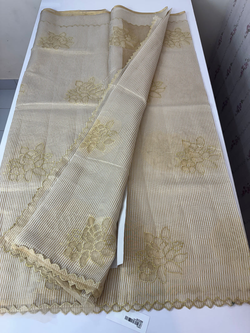 Tissue mix Soft silk saree with applique work MS8146 - Golden