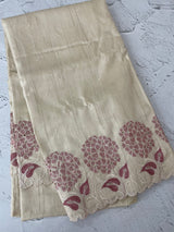 Blended soft tussar saree with embriodery - MS8669 PearlCream