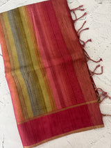 Multi color Semi silk saree with borders MSS489