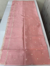 Tussar finish soft silk saree jugwith white thread embroidery MTS567 PastelPeachPink