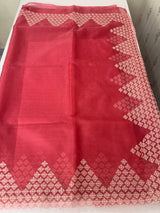 Soft Organza saree with embroidery and sequins borders - MCK286 CrimsonPink