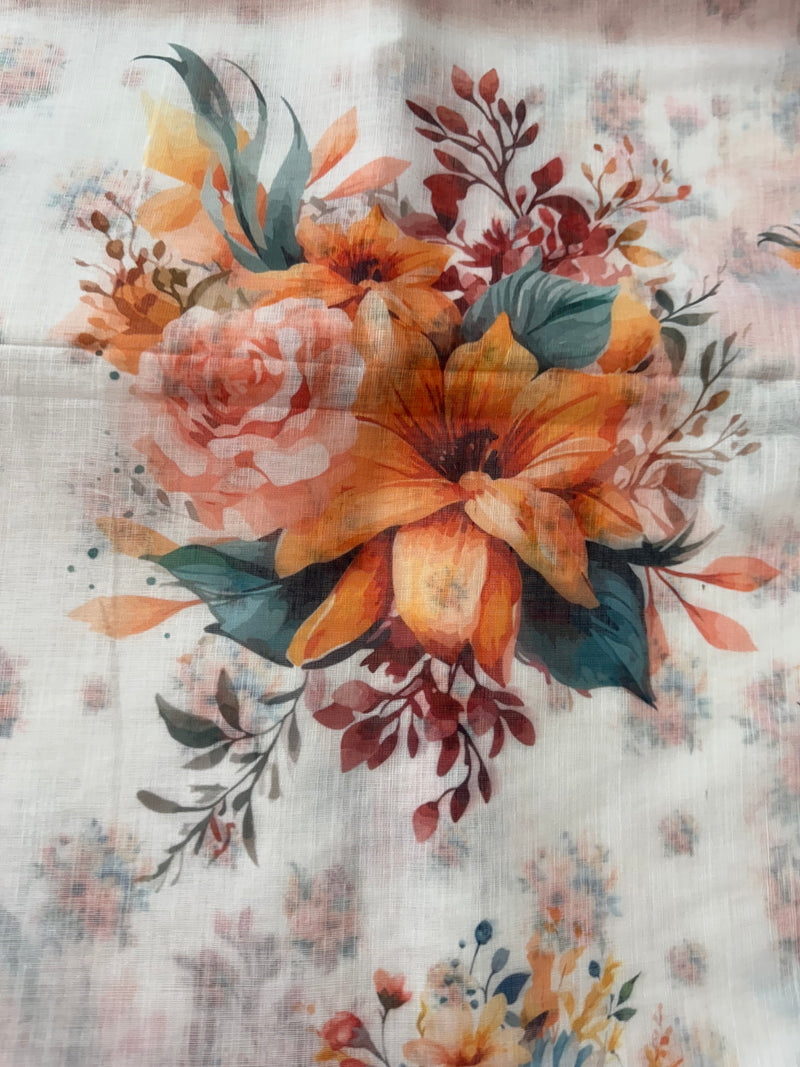 Digital printed semi Linen Saree MLS615- 26