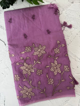 Mul chanderi tissue applique saree MSH150