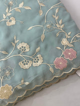 Pure Georgette saree with embriodery and applique work MS15567 LightBlue