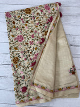 Kanta Handstitched Blended soft tussar silk saree MS90566 - Beige