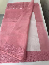 Cutwork Kora Organza saree with full cutwork blouse-  MS14154 Pink