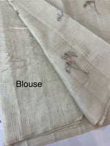 Blended tussar saree with embriodery - MS8665(3) Cream