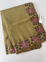 Crush Organza cutwork & embroidery saree MS7544- DarkBeige