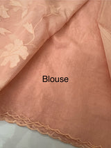 Mul chanderi applique work saree  MSH146 PastelPeach