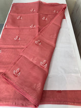 Kota  checks saree with embroidery - MS7679 DarkPeach