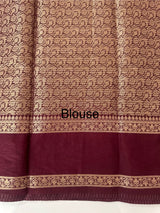 Semi silk saree with checks zari weaving  MS81543 - Orange to Wine