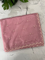 Glassy tissue organza saree with embroidery FKSF121- PastelPink