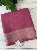 Silver Crepe Banarasi viscose Georgette saree with brocade blouse MS953211- OnionPink