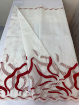 Kota silk embroidery saree  MSH125 - Red & White