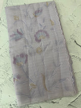 Soft Moonga checks saree with prints and embroidery MSH154 - Lavender