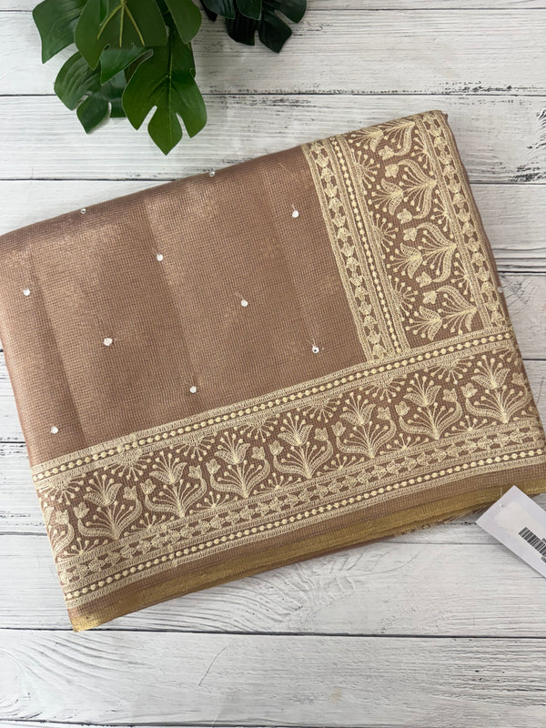 Tissue silk saree with Chikankari embroidery MTTS97(5)