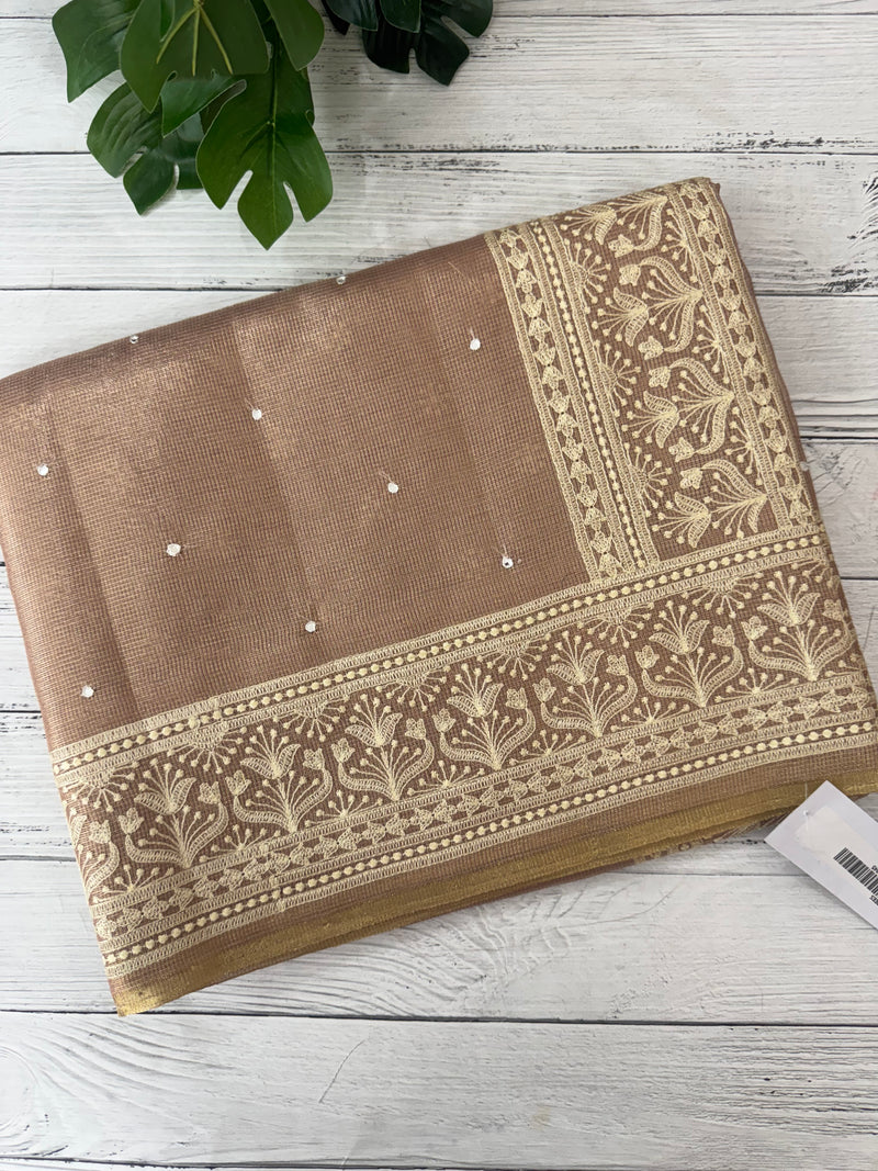 Tissue silk saree with Chikankari embroidery MTTS97(5)