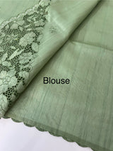 Cutwork Semi tussar saree MTSS674 DuskyGreen