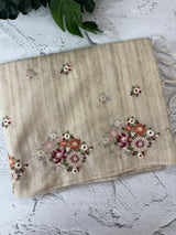 Silky kota embroidery saree with One side border MSK876(3)- Beige