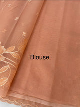 Moonga checks Applique work saree  MSM876