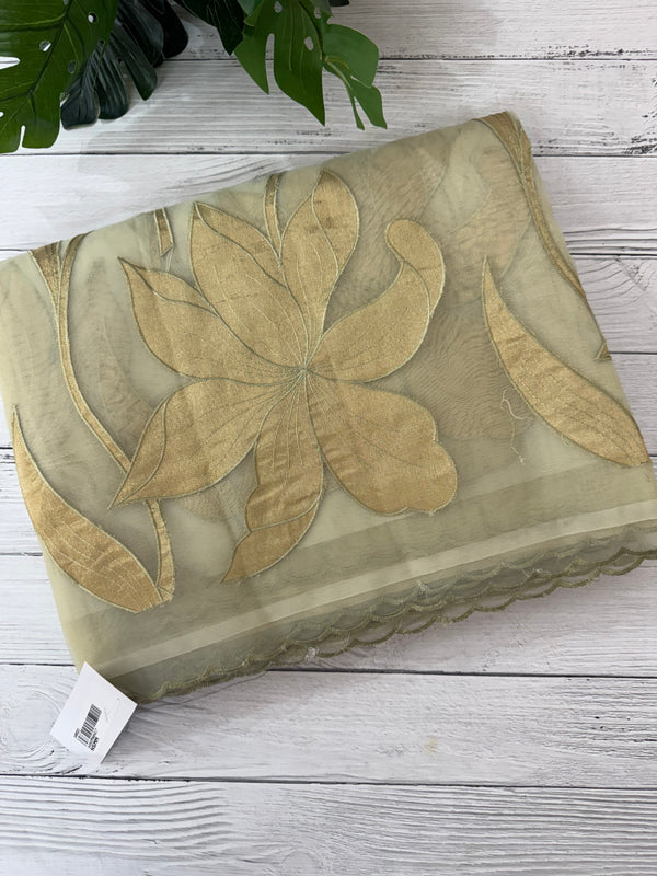 Organza saree with tissue applique work MS5081 - Pastel DuskyGreen
