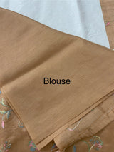 Tussar finish soft silk saree with thread embroidery MTS568 Chiku