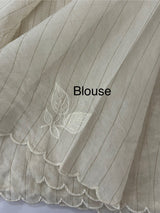 Lines Mul chanderi saree with applique work MSH147 - Offwhite