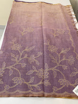 Ombre Soft Tissue linen saree with appliqué work MSL875