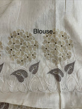 Blended soft tussar saree with embriodery - MS8669 PearlCream