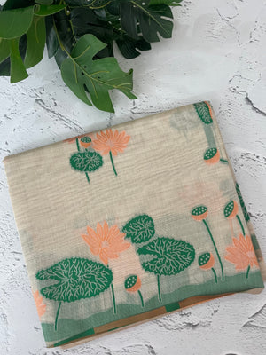 Jamdani silk Cotton Saree with lotus motifs MSJ790(1)