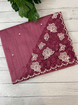 Cutwork Semi tussar saree MTSS674 DarkOnion