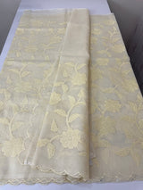 Moonga checks saree with Applique work  MSK766(3)-Ivory