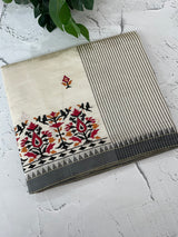 Blended tussar silk saree with embroidery- MSH490