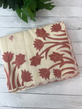 Jute Linen Applique work saree  -MSH128 Offwhite to DuskyPeach