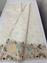 Chanderi cotton saree with embroidery borders - MSH4545 White