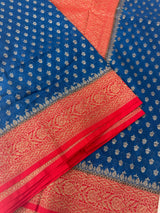 Banarasi viscose Georgette saree MKGS611- DeepSeaBlue to Red